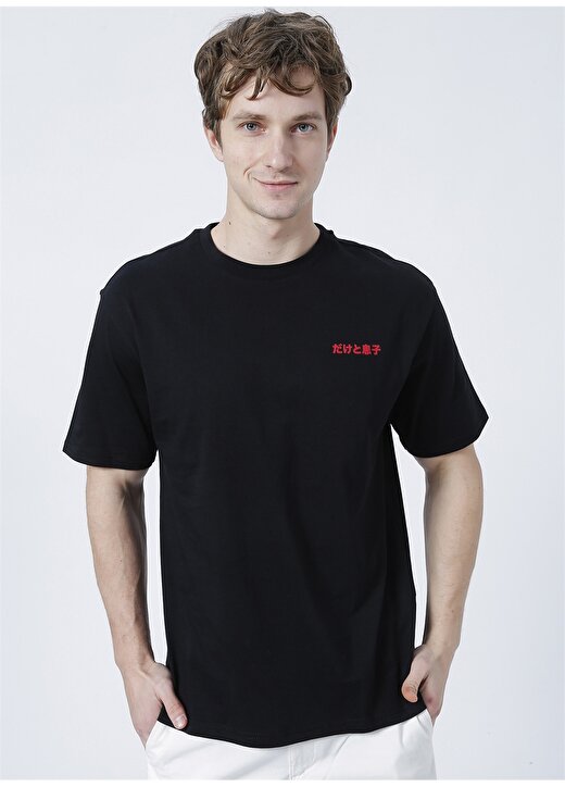 Only & Sons Oversize Baskılı Siyah Erkek T-Shirt - 22023988_Onsfish Rlx Ss Tee 3