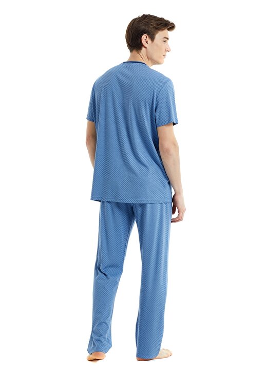 Blackspade 30812 Yuvarlak Yaka Normal Bel Baskılı Mavi Erkek Pijama Takımı 3