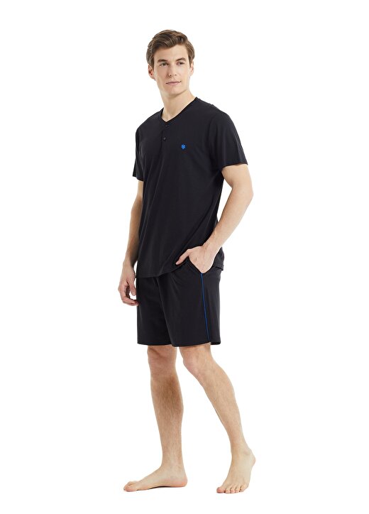 Blackspade 30814 Düğmeli Normal Bel Düz Siyah Erkek Pijama Takımı 1