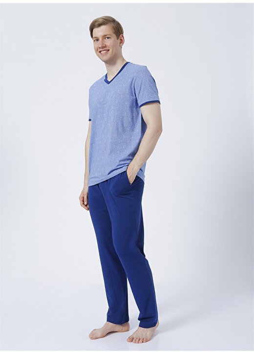 Blackspade 30818 Normal Bel Baskılı Mavi Erkek Pijama Takımı 2