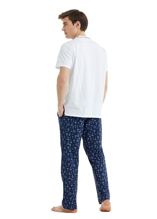 Blackspade 30831 V Yaka Normal Bel Düz Beyaz Erkek Pijama Takımı 3