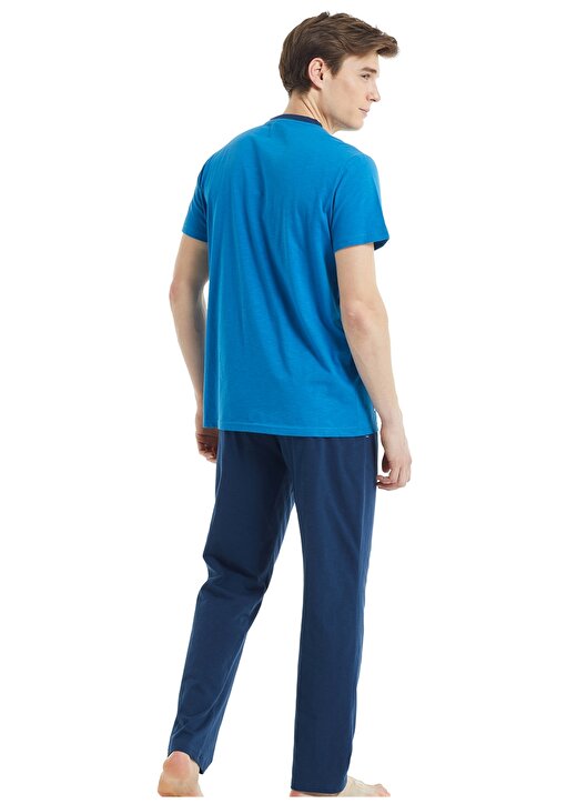 Blackspade 1011B189-001 Gel-Kayano 28 V Yaka Normal Bel Düz Mavi Erkek Pijama Takımı 2