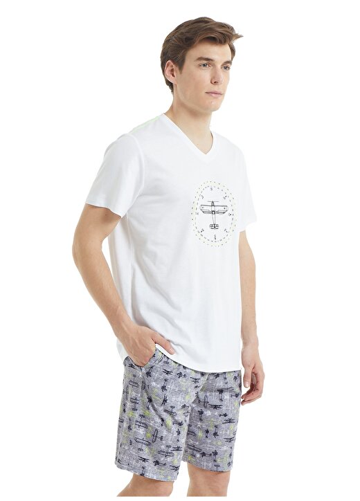 Blackspade 30880 V Yaka Normal Bel Düz Beyaz Erkek Pijama Takımı 2