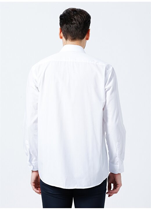 Süvari Klasik Yaka Düz Beyaz Erkek Gömlek GM1001400227 4