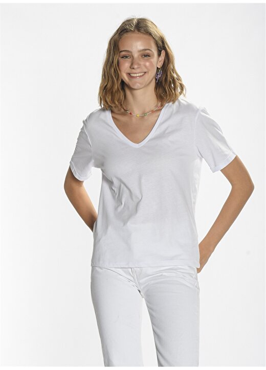 NGSTYLE Beyaz Kadın T-Shirt NGKSS22TS0008 4