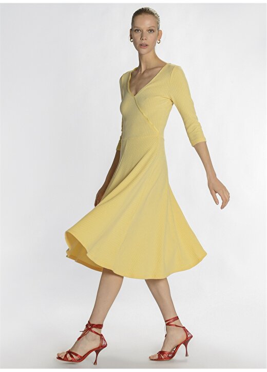 People By Fabrika PFKSS22EL0009 Regular Fit Düz Sarı Kadın Elbise 2