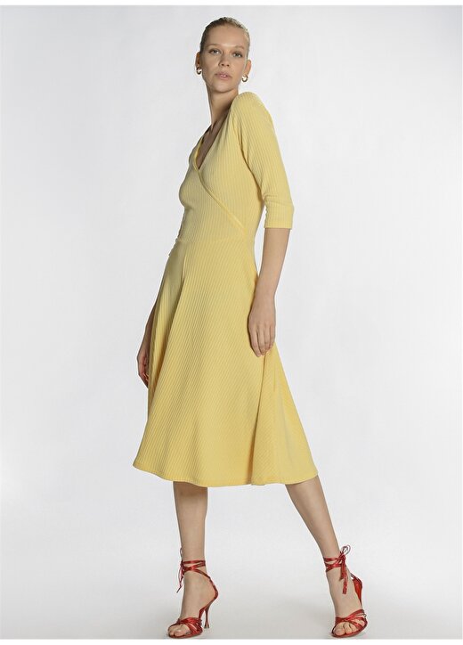 People By Fabrika PFKSS22EL0009 Regular Fit Düz Sarı Kadın Elbise 4