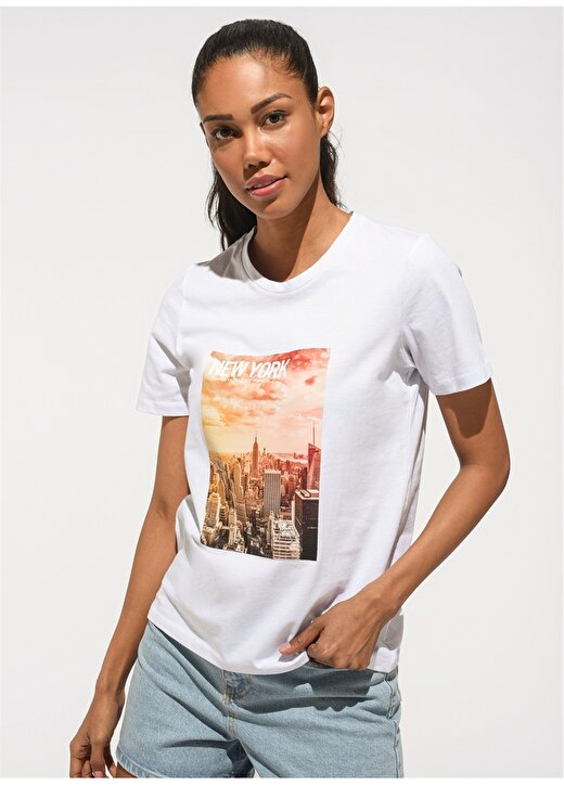 People By Fabrika Beyaz Kadın T-Shirt PFKSS22TS0025 3
