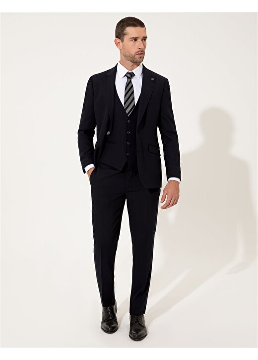 Pierre Cardin E19315/EXYT Kırlangıç Yaka Extra Slim Mikro Lacivert Erkek Takım Elbise 1
