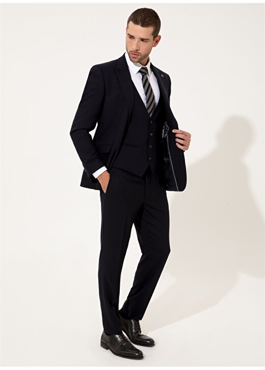 Pierre Cardin E19315/EXYT Kırlangıç Yaka Extra Slim Mikro Lacivert Erkek Takım Elbise 3