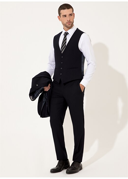 Pierre Cardin E19315/EXYT Kırlangıç Yaka Extra Slim Mikro Lacivert Erkek Takım Elbise 4