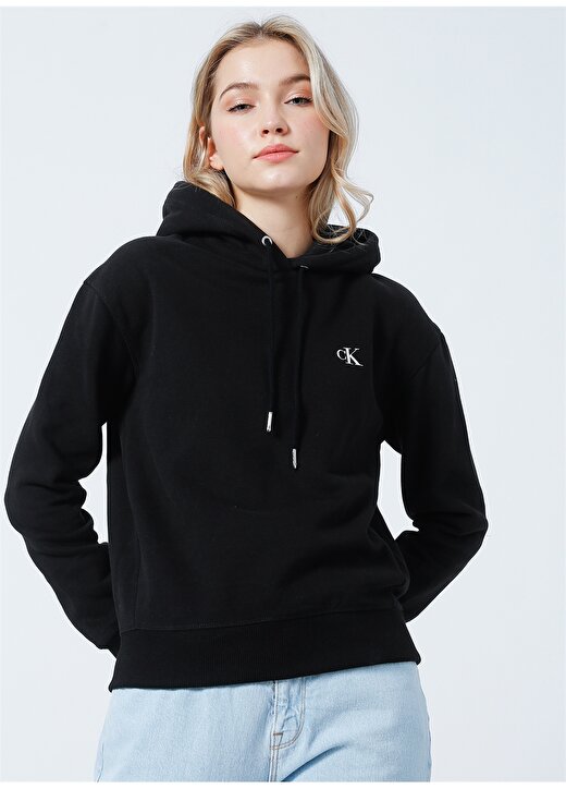 Calvin Klein Jeans Kapüşonlu Normal Kalıp Siyah Kadın Sweatshirt J20J213178BAE 3