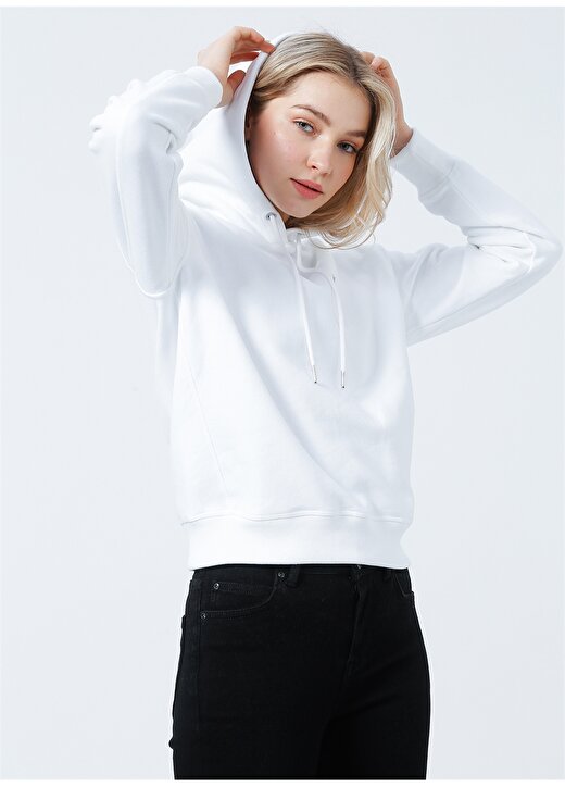 Calvin Klein Jeans Kapüşonlu Normal Kalıp Beyaz Kadın Sweatshirt J20J213178YAF 1