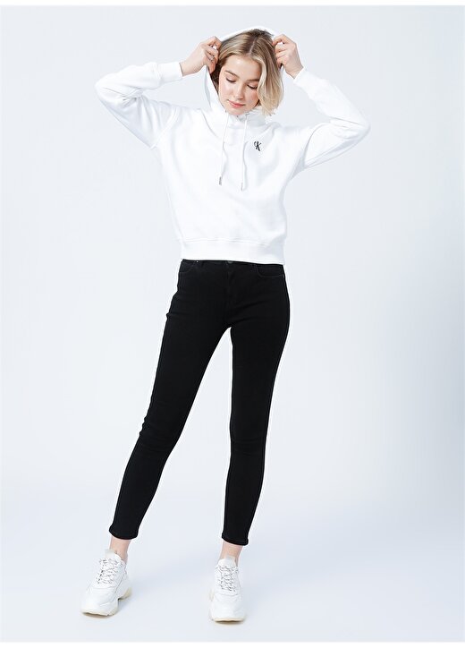 Calvin Klein Jeans Kapüşonlu Normal Kalıp Beyaz Kadın Sweatshirt J20J213178YAF 2