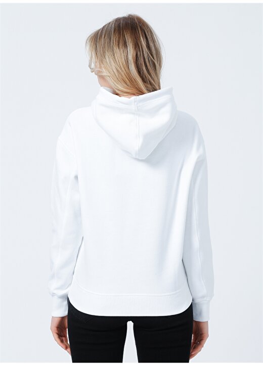 Calvin Klein Jeans Kapüşonlu Normal Kalıp Beyaz Kadın Sweatshirt J20J213178YAF 4