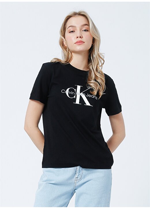 Calvin Klein Jeans Bisiklet Yaka Rahat Siyah Kadın T-Shirt J20J219142BEH 3