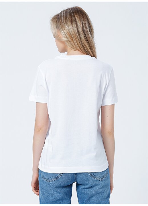 Calvin Klein Jeans Bisiklet Yaka Rahat Beyaz Kadın T-Shirt J20J219142YAF 4