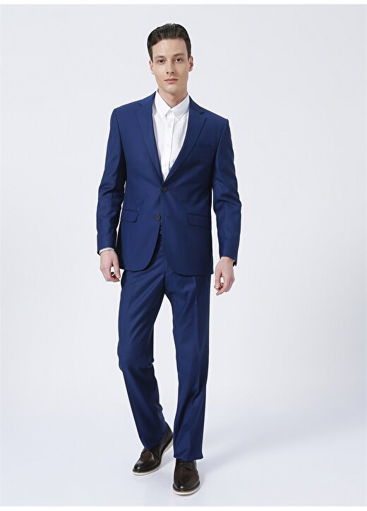 Fabrika Normal Bel Slim Fit Düz Açık Mavi Erkek Takım Elbise 3