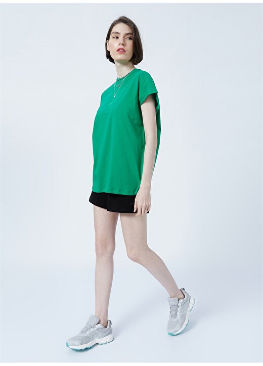 JJXX Jxastrid Sl Boxy Every Tee By Yuvarlak Yaka Slim Fit Baskılı Yeşil Kadın T-Shirt 3