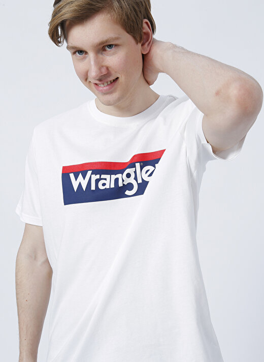 Wrangler O Yaka Baskılı Kırık Beyaz Erkek T-Shirt W7H4D3737 1