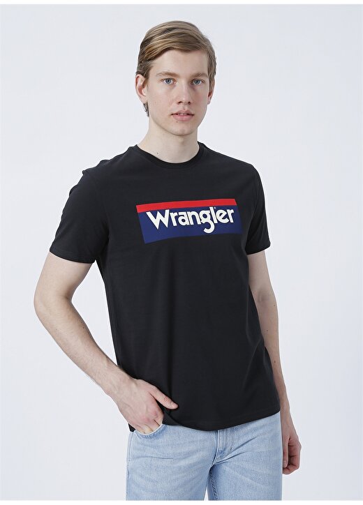 Wrangler W7h4d3xv6 O Yaka Regular Fit Baskılı Açık Siyah Erkek T-Shirt 1