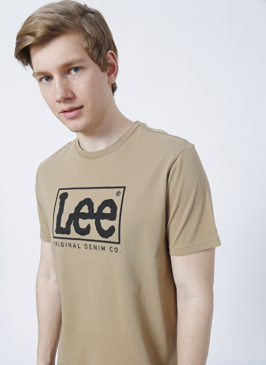 Lee L68Tys56 O Yaka  Regular Fit Baskılı Bej Erkek T-Shirt 1