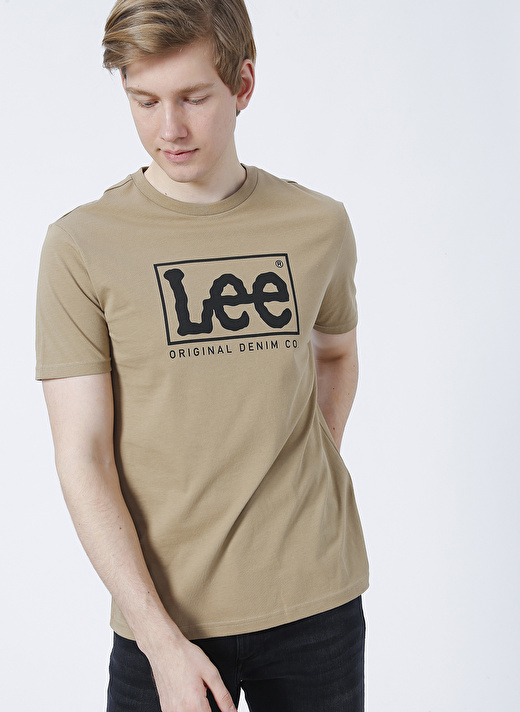 Lee L68Tys56 O Yaka  Regular Fit Baskılı Bej Erkek T-Shirt 3