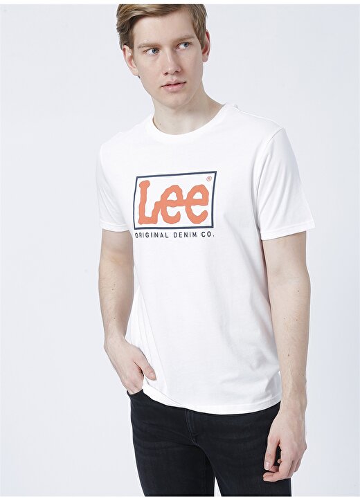 Lee L68tysmk O Yaka Regular Fit Baskılı Kırık Beyaz Erkek T-Shirt 1