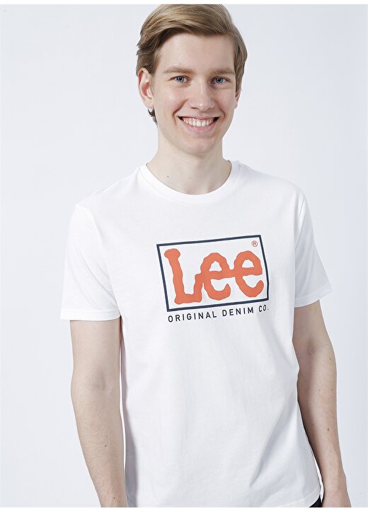 Lee L68tysmk O Yaka Regular Fit Baskılı Kırık Beyaz Erkek T-Shirt 3