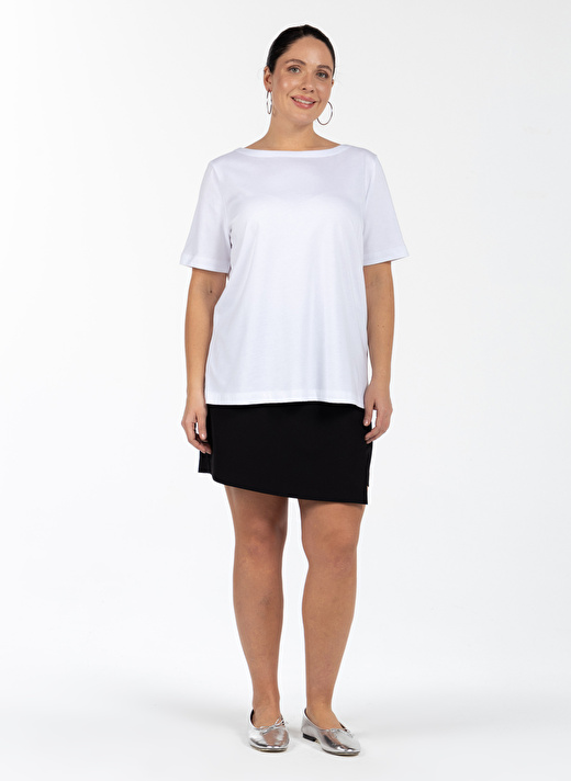 Luokk Jenny Yuvarlak Yaka  Rahat Kalıp Düz Beyaz Kadın T-Shirt 2