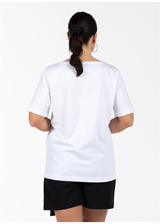 Luokk Jenny Yuvarlak Yaka Rahat Kalıp Düz Beyaz Kadın T-Shirt 4