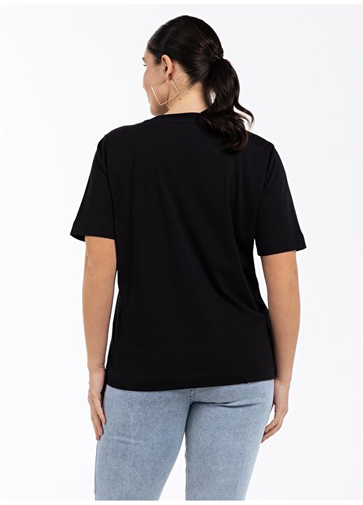 Luokk Murphy Yuvarlak Yaka Rahat Kalıp Düz Siyah Kadın T-Shirt 3