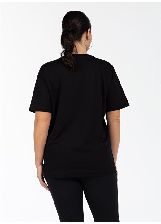 Luokk V Yaka Rahat Kalıp Düz Siyah Kadın Büyük Beden T-Shirt JULIAN 3