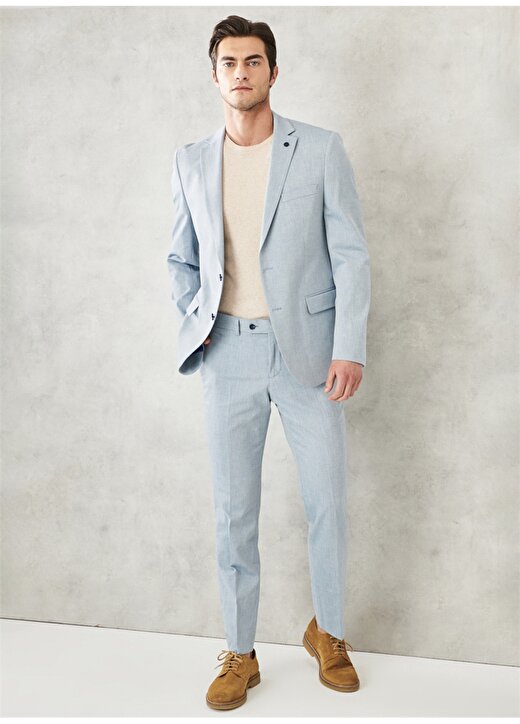 Altınyıldız Classics 4A3022200111 Mono Yaka Normal Bel Slim Fit Mavi Erkek Takım Elbise 2