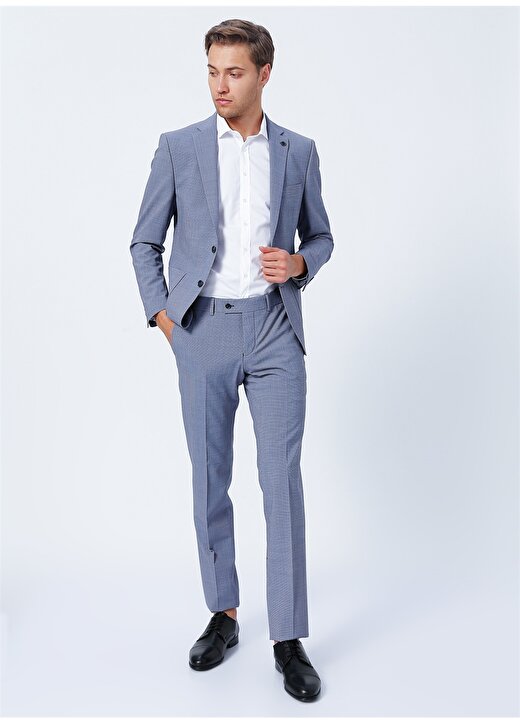 Beymen Business Normal Bel Slim Fit Lacivert - Beyaz Erkek Takım Elbise 4B3022200008 2