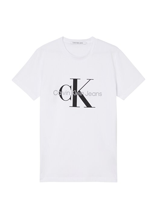 Calvin Klein Jeans Beyaz Erkek Bisiklet Yaka Düz T-Shirt J30J320935-YAF CORE MONOGRAM 1