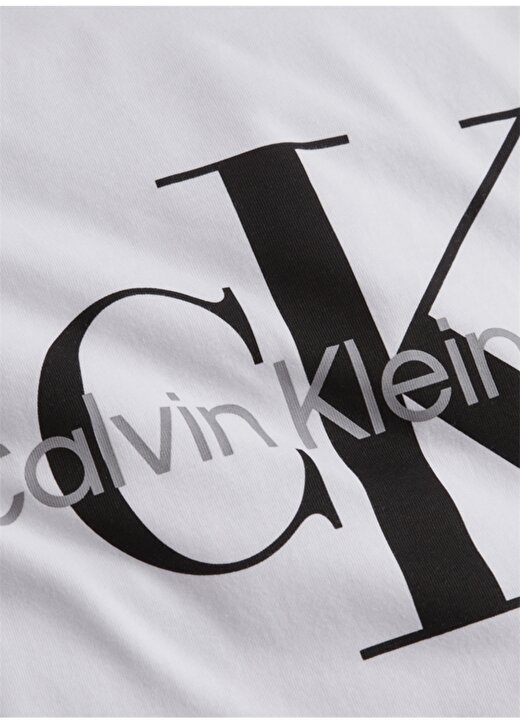 Calvin Klein Jeans Beyaz Erkek Bisiklet Yaka Düz T-Shirt J30J320935-YAF CORE MONOGRAM 2