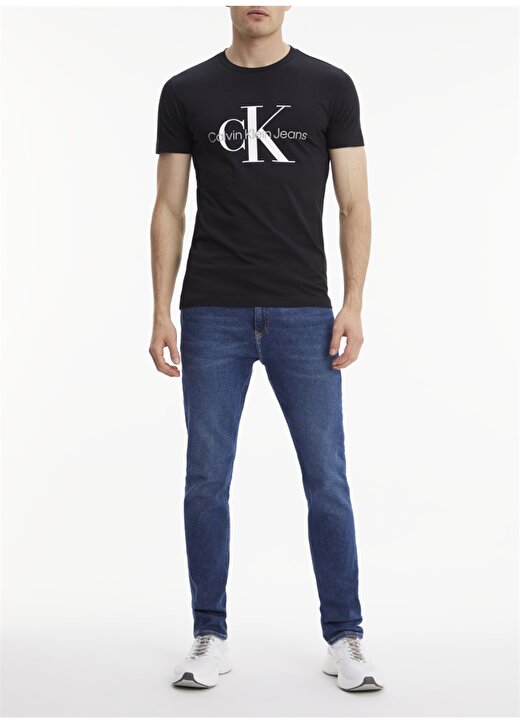 Calvin Klein Jeans Siyah Erkek Bisiklet Yaka Düz T-Shirt J30J320935-BEH CORE MONOGRAM 1