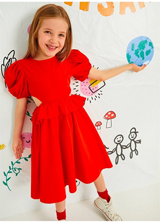 Koton Kırmızı Kız Çocuk Elbise 2SKG80075AW 2