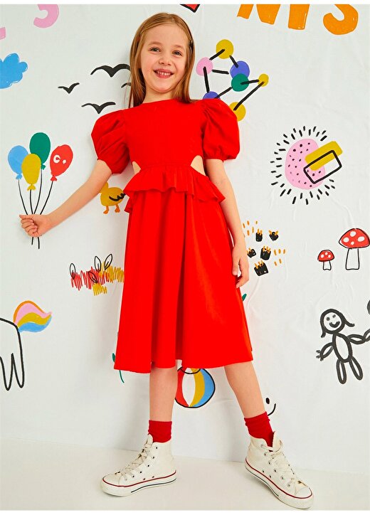 Koton Kırmızı Kız Çocuk Elbise 2SKG80075AW 3