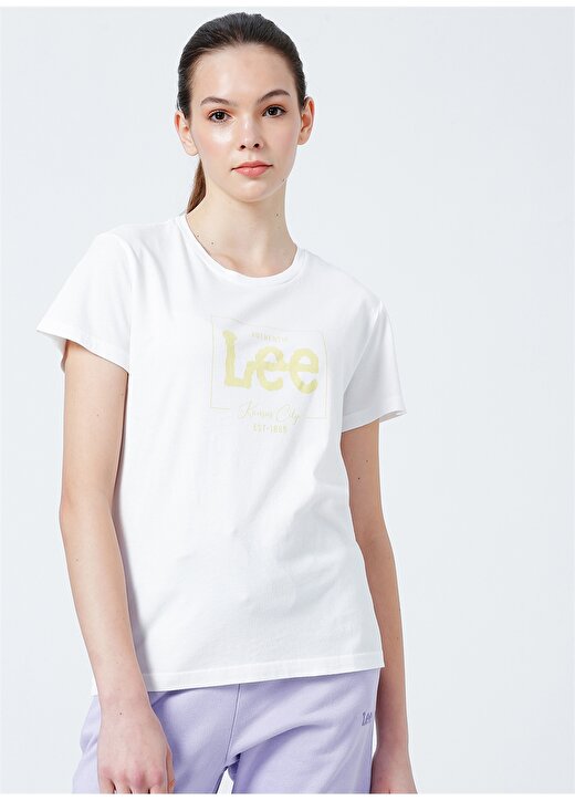 Lee L42LEHMK Bisiklet Yaka Regular Fit Beyaz Kadın T-Shirt 3
