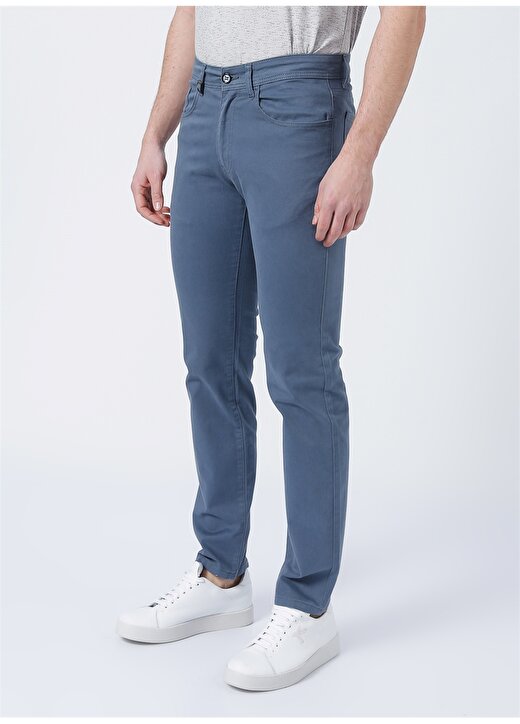 Privé 4BX012220003 Normal Bel Slim Fit Gri - Mavi Erkek Pantolon 3