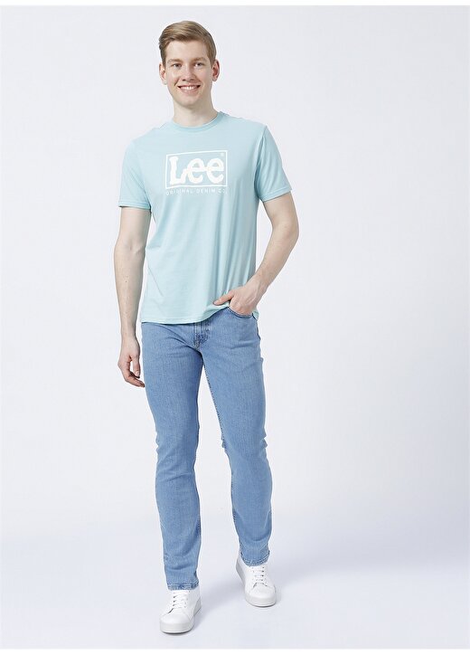 Lee Bisiklet Yaka Baskılı Açık Mavi Erkek T-Shirt L68TYSUD_ Logo T-Shirt 2