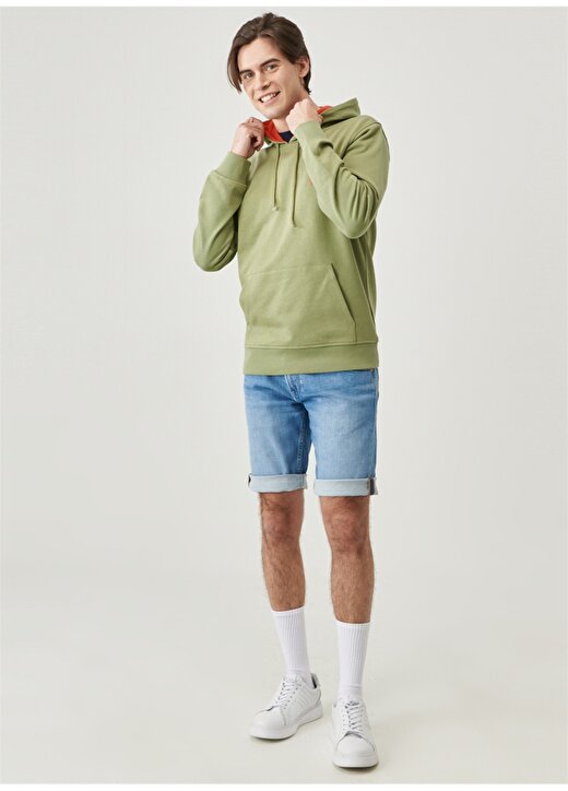 Wrangler W221018308_ Kapüşonlu Regularfit Yeşil Erkek Sweatshirt 1