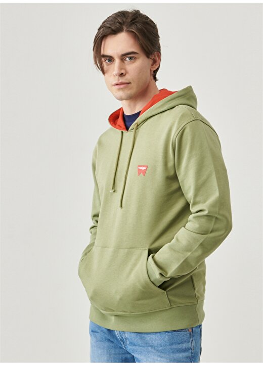 Wrangler W221018308_ Kapüşonlu Regularfit Yeşil Erkek Sweatshirt 3