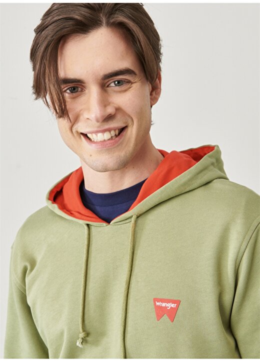 Wrangler W221018308_ Kapüşonlu Regularfit Yeşil Erkek Sweatshirt 4