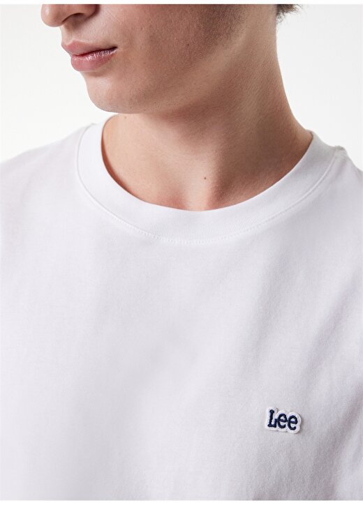 Lee L60UFQ12 Bisiklet Yaka Regular Fit Beyaz Erkek T-Shirt 4