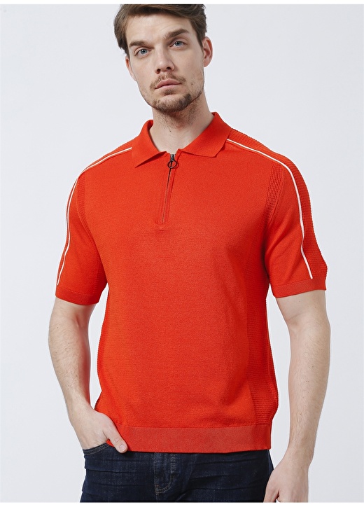 Gualtiero Manuele Giorgi GU22MSS04121 Polo Yaka Slim Fit Turuncu Erkek Kazak 1