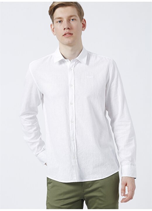Wrangler Kırık Beyaz Erkek Keten Karışımlı Gömlek W221085102 1