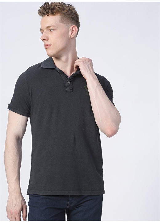 Routefield Nakışlı Siyah Erkek Polo T-Shirt ROUTEFIELD PEEK SİYAH POLO TEE 3